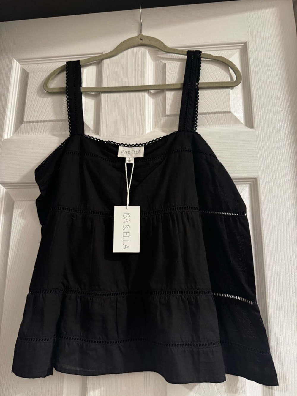 ISA & ELLA Black Sleeveless Eyelet Tank
